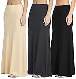 Real Essentials 3 Pack: Women's Ultra-Soft Flowy Maxi High Waisted Long Skirts (Available in Plus Size)