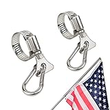 Flag Clips with Carabiner Flag Pole Clips Mount for Grommet Flag Pole Stainless Steel Flag Clamp...