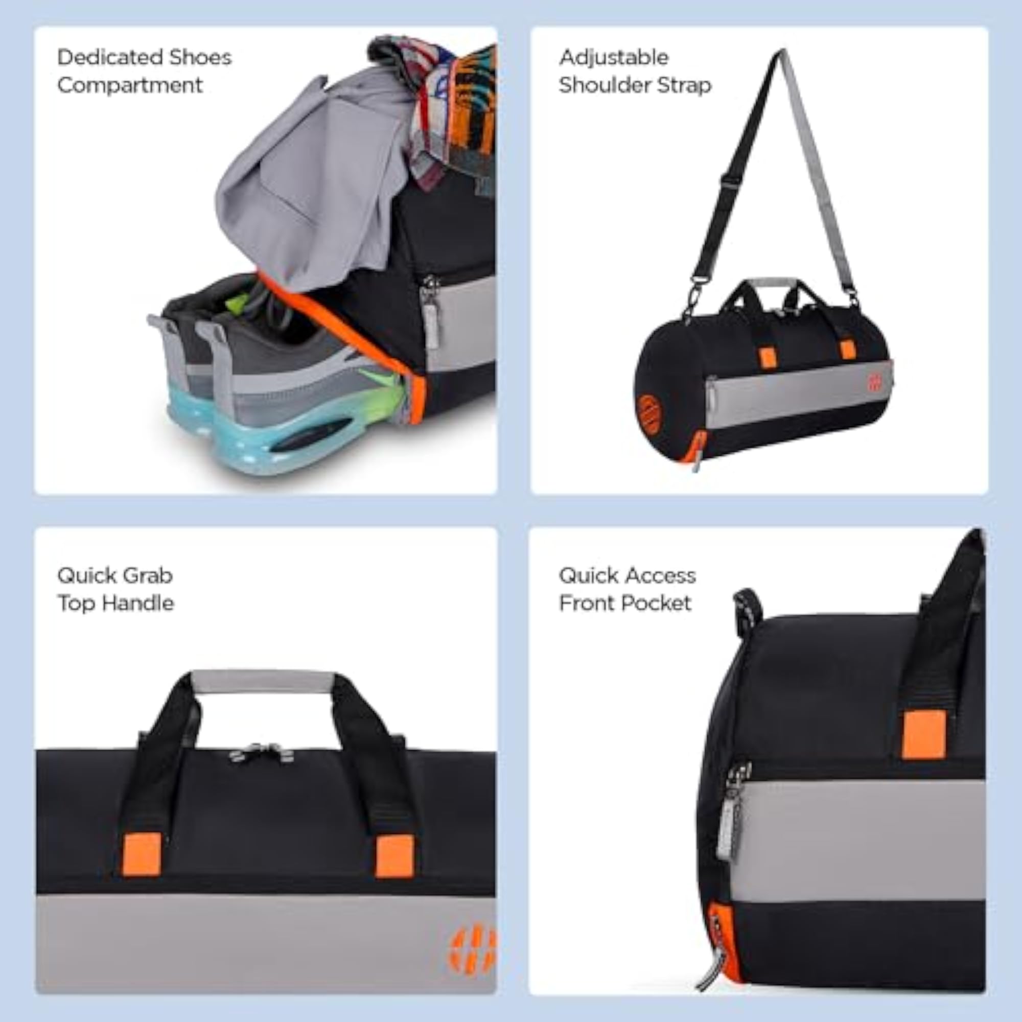 Trinity 28L Water Resistant Sports Duffel Gym Bag for Men & Women