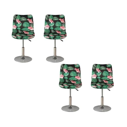 Image of Bar Stool Covers with Backs,Tropical Leaf 4 Pack Stretch Bar Stool Chair Covers, Washable Bar Chair Covers Swivel Barstool Covers Slipcovers with Back for Low Short Back Chair