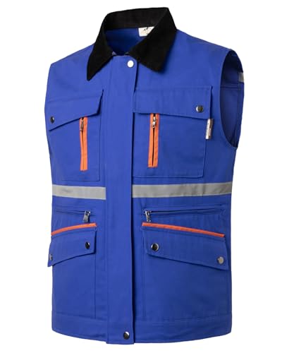 Image of Tool Vest for Men Electrician Reflective Work Vest Carpenters Multi-Pockets Safety Vests