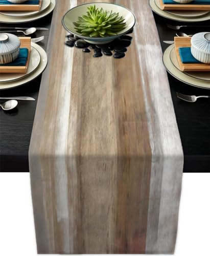 Brown Grey Table Runners Modern Art Farmhouse Linen Table Runners Dresser Scarves Retro Rustic Style for Party Kitchen Dining Table Coffee Holiday Party Decor (Brown Grey, 13