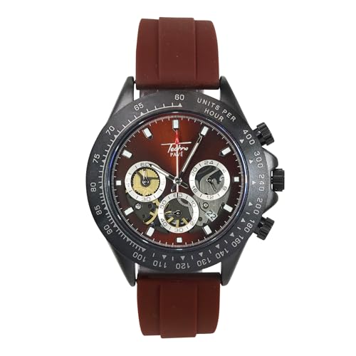 Montre de sport chronographe pour homme avec cadran 42 mm et bracelet silicone noir