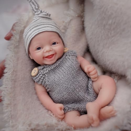 MYREBABY - Muñeca de silicona de cuerpo completo con micro preemie de 7 pulgadas para bebé, muñeca Ethan realista, mini muñeca renacida, Surprice para niños, antiestrés