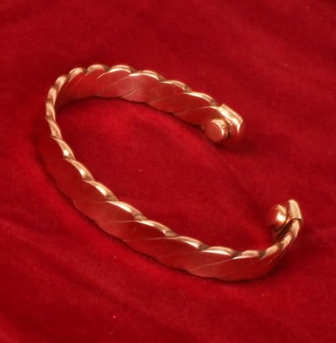 Image of Touchstone Copper Handcrafted Beautiful Braided Magnetic Hand Forged With Solid And High Gauge Braided Pattern Minimalistic Elegance Pure Copper Bracelet In Natural Tone.