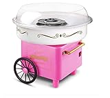Kaupuar Fashion Mini Cotton Candy Machine Stainless Steel Bottom Groove, Ceramic Heating Tube ，Home Cotton Candy Machine 500W Max-（Pink）
