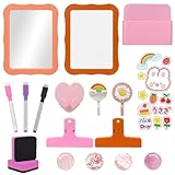 Neehows 18 Pcs Magnetic Locker Accessories Kit - Clear Mirror, Dry-Erase Board, Pen Holder & Hooks | Back to School Locker Decor & Organizer for Girls (School/Gym/Office)