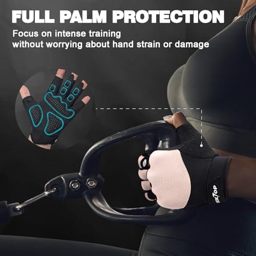 Seektop Breathable Workout Gloves for Women & Men, Thick Padded Weight Lifting Gloves, Full Palm Protection, Excellent Grip for Gym Fitness and Training, Exercise, Cycling