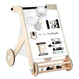 Beright Wooden Baby Walker with Roller, Push and Pull Learning Activity Walker, Multi-Functional Kid
