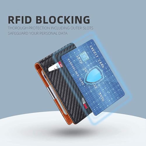 Lanuspro Wallet, Lanuspro Rfid Blocking Elegant Anti-Theft Leather Wallet for Business Men, Lanuspro Front Pocket Bifold Wallet with 6 Card Slots and Id Window (A Orange)2