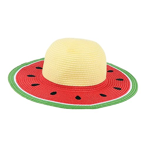 Handmade Straw Sunhat for Years Old Breathable Outdoor Summer Hat with Wide Brim for Sun Protection Parent Fruit Pattern Design