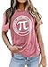 Ithalt Pi Day Shirt for Women: Happy Pi Day Shirts Funny Math Teacher T Shirts Pi Day Gifts Tops(Pink, Large)