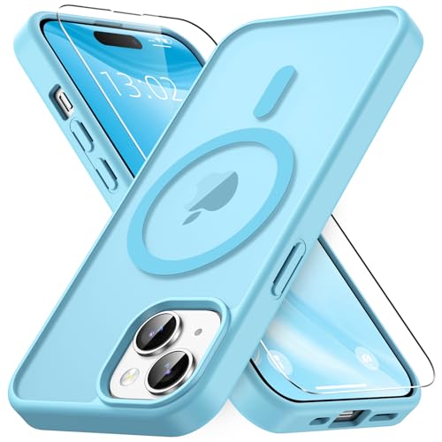 Vansdon Magnétique Coque pour iPhone 15 avec 1 Verre Trempé, Compatible avec MagSafe, Protection Contre Les Chutes de qualité Militaire, Coque Mat...