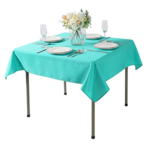 Cupuamon Square Tablecloth 52x52 inch Washable Polyester Fabric Table Cloth for Wedding Party Dining Banquet Decoration（52x52,Turquoise）
