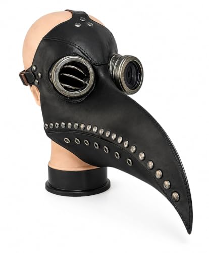 eBoutik - Steampunk Plague Doctor Mask Black Victorian Gothic Long Beak Costume for Halloween Festivals & Adult Fancy Dress Full Face Bird Beak Masquerade Prop