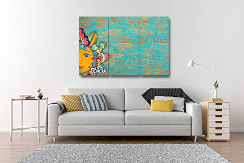 Mexican Folk Art Ceramic Sun 3 Pieces Print On Canvas Wall Artwork Modern Photography Home Decor Unique Pattern Stretched And Framed 3 Piece #TOP2
