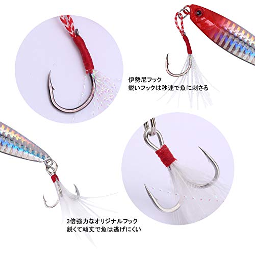 ColorGo メタルジグ ルアー セット ジグ ハードルアー バス 海釣り 遠投 シーバス ヒラメ タチウオ 青物 フィッシング 10g 15g 20g 25g 30g 40g 60g 80g ５個セット (25g5個セット) 3枚目