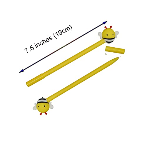 Lopenle 8Pcs Funny Bees Pens Novelty Animal Gel Pens Cute Yellow Honeybees Pens Silicone Topper Gel Pen 0.5Mm Black Ink For Kids School Home Office Stationery Store #TOP2