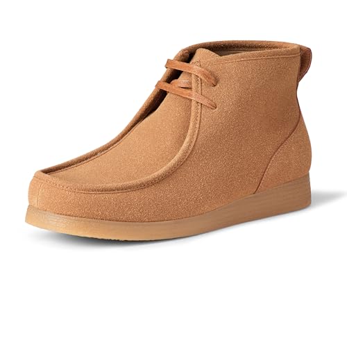 Amazon Essentials Men's Chukka Moc Toe Boots, Tan Faux Suede, 10 UK