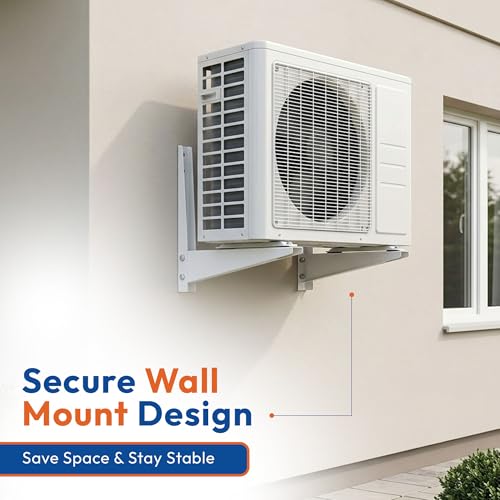 Image of Mumma's LIFE AC Outdoor Stand | 200 kg Capacity | Pack of 2 | Heavy Duty GI Steel Ac Stand | Wall Mounting Bracket for Split & Window Air Conditioners | White