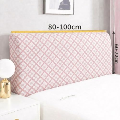Image of HOMETHREADS 200 GSM Stretchable Jacquard Headboard Cover | Soft, Dust-Proof & Wrinkle-Resistant Bed Back Protector | Fits Leather, Wooden & Fabric Bedsides | for 3ft to 3.5ft | (Pink, 90x65Cm)