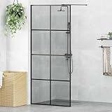 Rantry Walk-in Duschwand Schwarz 90 x 195 cm Gehärtetes Glas Duschabtrennung Model42022048