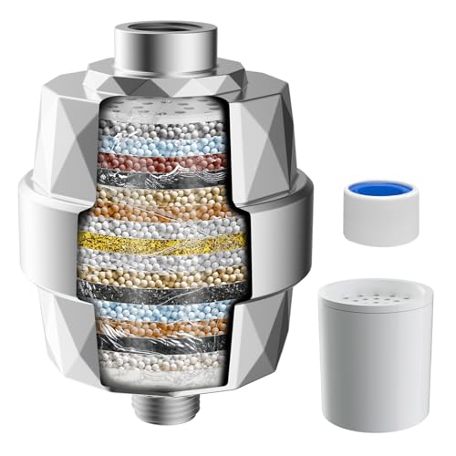 iFealClear 20-Stage Shower Filter, High Output Shower Head Filter for Hard Water, Remove Chlorine and Fluoride, Reduce Dry Itchy Skin and Eczema, Consistent Flow Shower Water Filter, Chrome