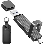 EASTBULL 512 GB USB 3.2 Flash-Laufwerk bis zu 550 MB/s, High Speed USB C + USB-A 3.2 Gen1 Dual USB-Laufwerk 512 GB für iPhone 15/PC/Windows (Grau, mit Tasche)
