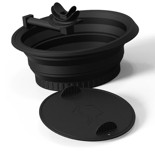 Face Ice Bath Bowl with Breathing Tube - Silicone Ice Bowl for Face Cold Plunge Tub Portable Face Tub for Ice Bath Skin Tightening and Depuffing Skincare Tool (Black)