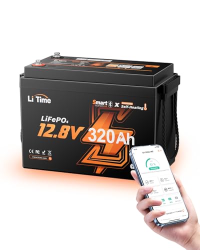 Litime 12V 320Ah Mini LiFePO4 Battery Bluetooth with Self-Heating & Low Temp Protection, 12 Volt Lithium Battery Built-in 200A BMS, Max 15000 Deep Cycles, for RV, Travel Trailer, Trolling Motor
