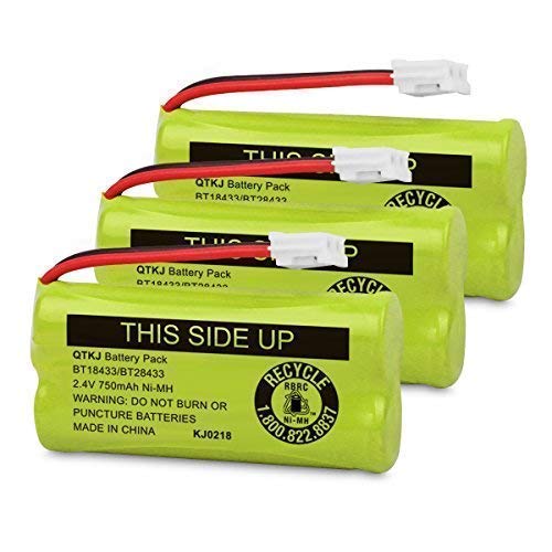 QTKJ BT184342 BT18433 BT284342 BT28433 BT-1011 BT-1018 BT-1022 Cordless Phone Battery for Vtech CS6209 CS6219 CS6229 DS6322 DS6151 DS6101 AT&T CL80100 CL80109 Uniden DCX400 BT-6010 DWX337 (3-Pack)