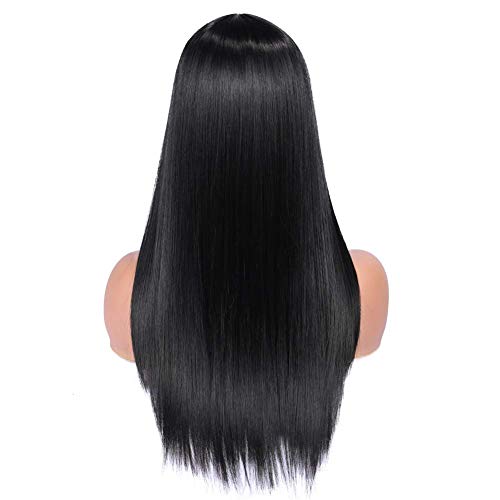 Image of Wynk Mavens black long staright center part hair wig |for Cancer Patients | Heat Friendly Synthetic Fibers | Fashion Wigs