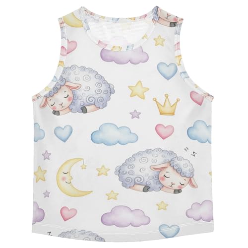 J JOYSAY Cartoon Goat Cloud Star Boys Tank Top Sleeveless Muscle Shirts Quick Dry Active Workout Sport Kids T-Shirts 3-15T