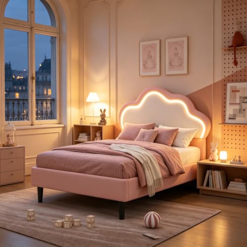 BRYXR Lit Rembourré Enfant 90x200 cm avec Tête de Lit