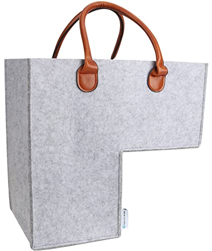 MZSYLK Trapmand met handgrepen, opvouwbare L-vormige traporganizer, mand, vilten trap, opbergtas, grote trap, opgeruimde mand voor wasgoed, speelgoed, huishoudelijke artikelen (grijs)