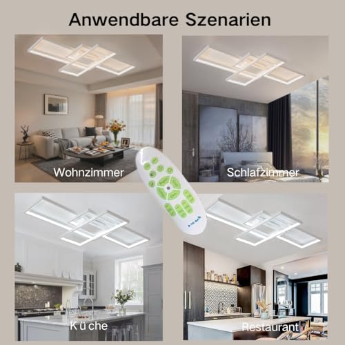 Plafonnier LED salon dimmable avec télécommande design blanc 80cm