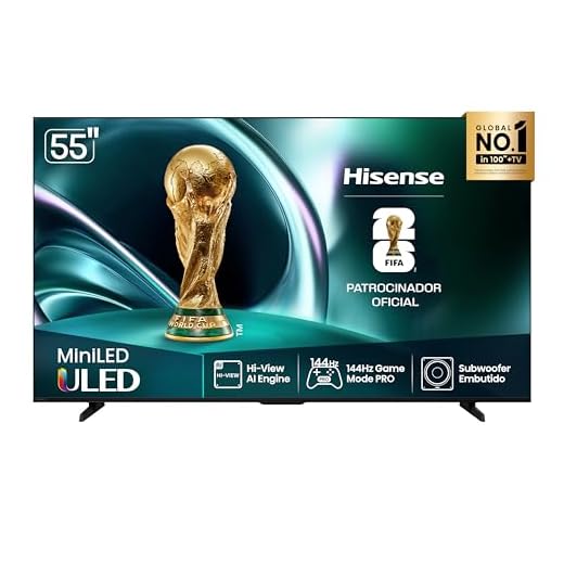 Hisense Smart TV 4K 55" Polegadas 55U7QG Mini LED 144Hz com Dolby Vision IQ, HDR10+ Adaptative, Dolby Vision IQ, Dolby Gaming, HLG, Filmmaker Mode, Dolby Atmos, Compatibilidade Alexa, Google Home