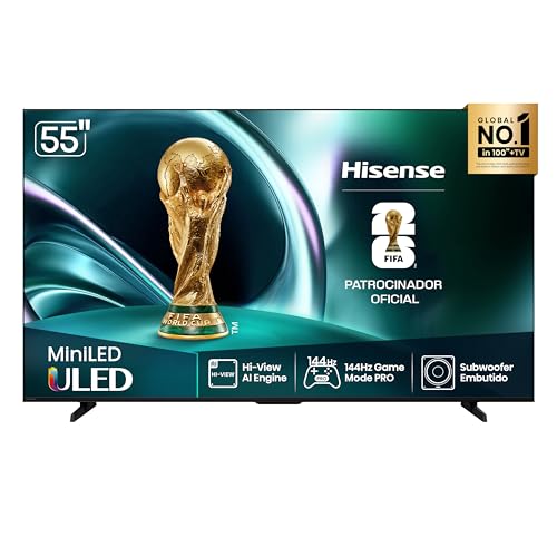 Hisense Smart TV 4K 55' Polegadas 55U7QG Mini Led 144Hz com Dolby Vision IQ, HDR10+ Adaptative, Dolby Vision IQ, Dolby Gaming, HLG, Filmmaker Mode, Dolby Atmos, Compatibilidade Alexa, Google Home