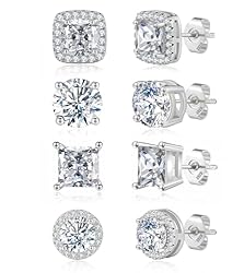 Geveay Mens Silver Earrings