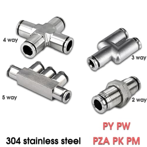 Conector rápido de tubería de aire PZA en acero inoxidable 304 5