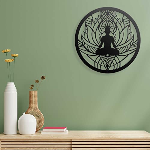 Image of METSY Buddha Metal Wall Art | Buddha Metal Wall Hanging | Wall Decor Items | Diameter 41.5cm | Finely Crafted with Laser Cutting, Powder Coated