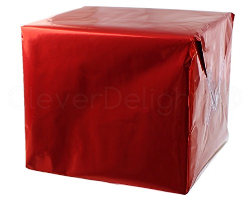 CleverDelights Metallic Red Wrapping Paper - 30 x 300 JUMBO Roll - 62.5 SqFt - Shiny Gift Wrap Paper
