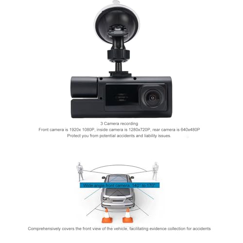 Dashcam para automóviles de 3 canales con WiFi y grabador de viaje delantero 6