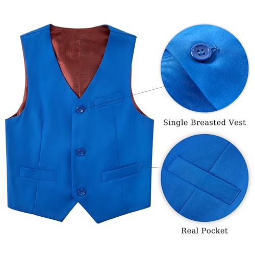 Image of Boys' Vest Slim Formal Suit Vest for Wedding Homecoming with Pockets Adjustable Back Strap, Size 2-20 Years