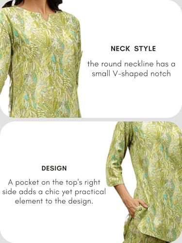 Image of GRECIILOOKS Co-ord Set for Women Stylish | Kurtis | Anarkali Viscose Printed Kurta & Straight Pant Sets | Festive Ethnic Indian Traditional Outfit for Functions & Puja | 3 /4 Half Sleeve