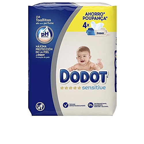 Dodot Toallitas para Bebé Sensitive - Paquete de 4 x 54 Toallitas - Total: 216 Toallitas
