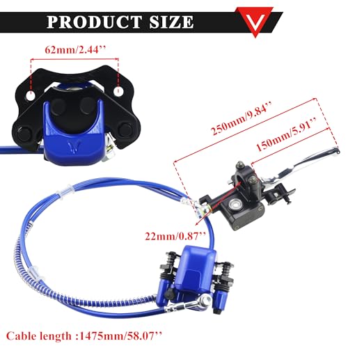 PRO BAT Rear Brake Master Cylinder Caliper Assembly for 50cc 70cc 90cc 110cc 125cc Chinese Quad Taotao Coolster Buggy ATV Kids Four Wheeler, Blue - Thumbnail 2