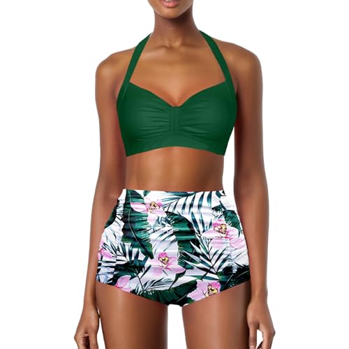 2026 Conjunto de Bikini Mujer Cintura Alta Ruched Traje de Baño, Bikinis Mujer Talle Alto Barriga Deportivo De Cintura Alta Tallas Grandes Sexy Conjunto De Bikini Triángulo Bikini Cómodo