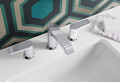 Kohler 97093-4-2Mb Hint Widespread Bathroom Faucet With Pop-Up Drain Assembly, 3 Hole 2-Handle Bathroom Sink Faucet, 1.2 Gpm, Vibrant Brushed Moderne Brass #TOP3