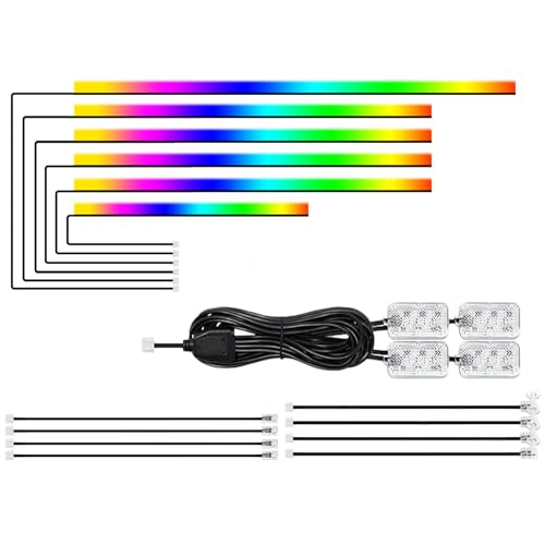 Image of Fabtec K4 Ambience Light 18 in 1 Multi Color Running Matrix Interior Atmosphere Ambient Light for Dashboard, Under Dashboard & Doors (App Controlled, 18 Pc)